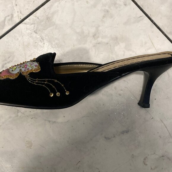 Matisse Black Embroidered Butterfly Mules - Picture 4 of 4